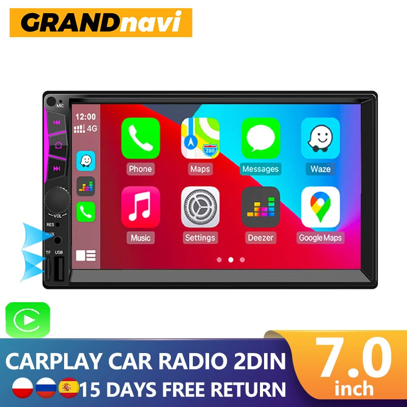 Автомагнитола GRANDnavi Carplay 2din сенсорный экран автомобильная стереосистема MP5-плеер