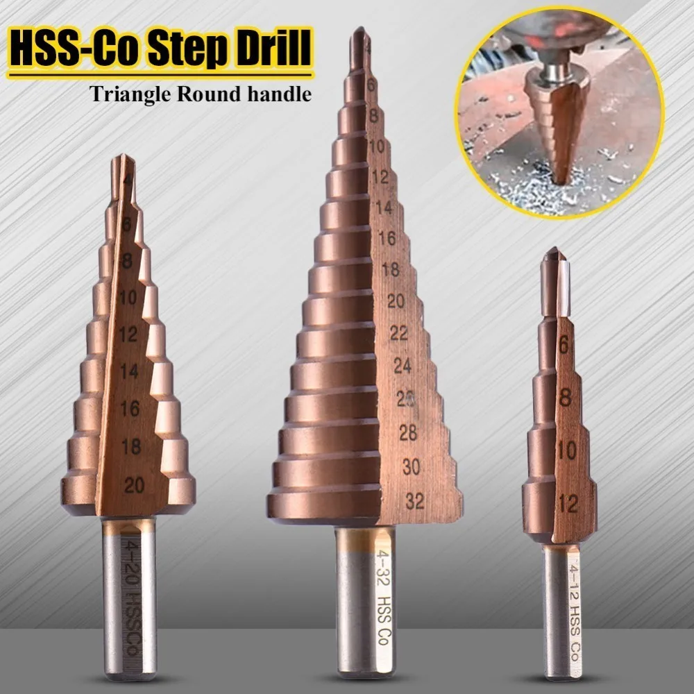 HSS CO M35 треугольный хвостовик 4-12/4-20/4-32 мм прямой паз Broca металлический шаг конусное сверло отверстие из нержавеющей стали пила Резак