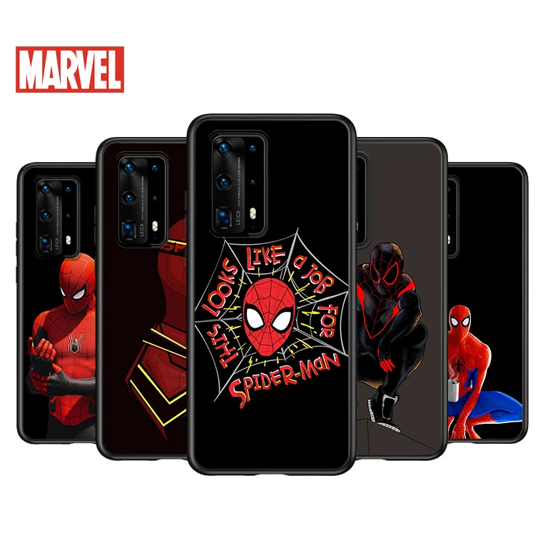 

Soft TPU Cover Hot Marvel SpiderMan Art For Huawei P40 P30 P20 Pro P10 P9 P8 Lite RU E Mini Plus 2019 2017 Black Phone Case