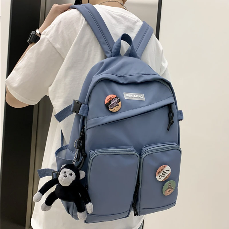 

EST New Kawaii Unisex Backpack Women Schoolbag men shoulders travel rucksack waterproof Nylon Laptop Mochila Large Capacity