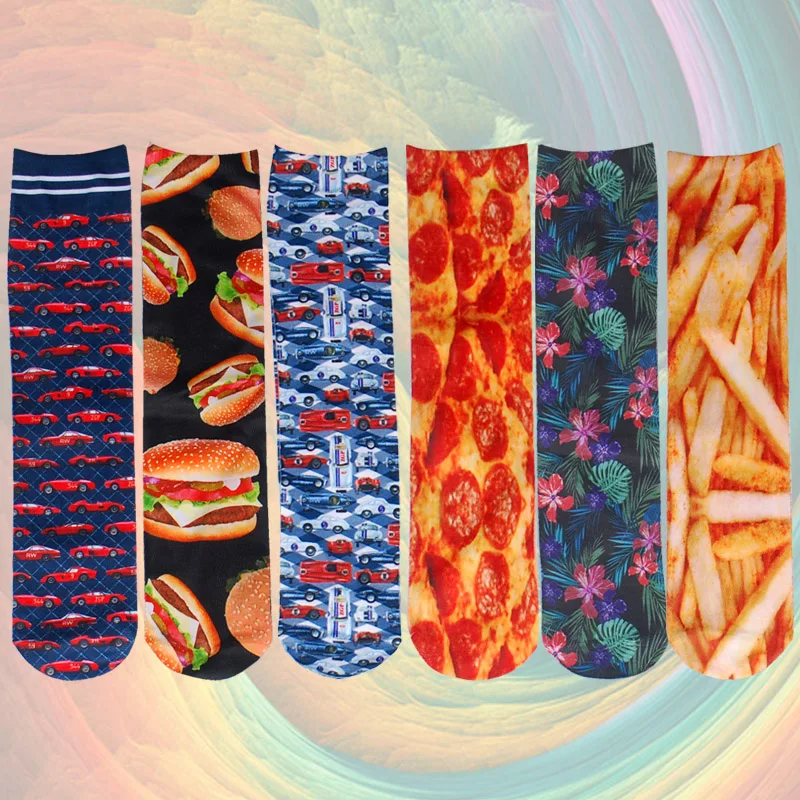 Симпатичные носки с двусторонним 3D принтом хот дог клубника Фламинго гамбургер