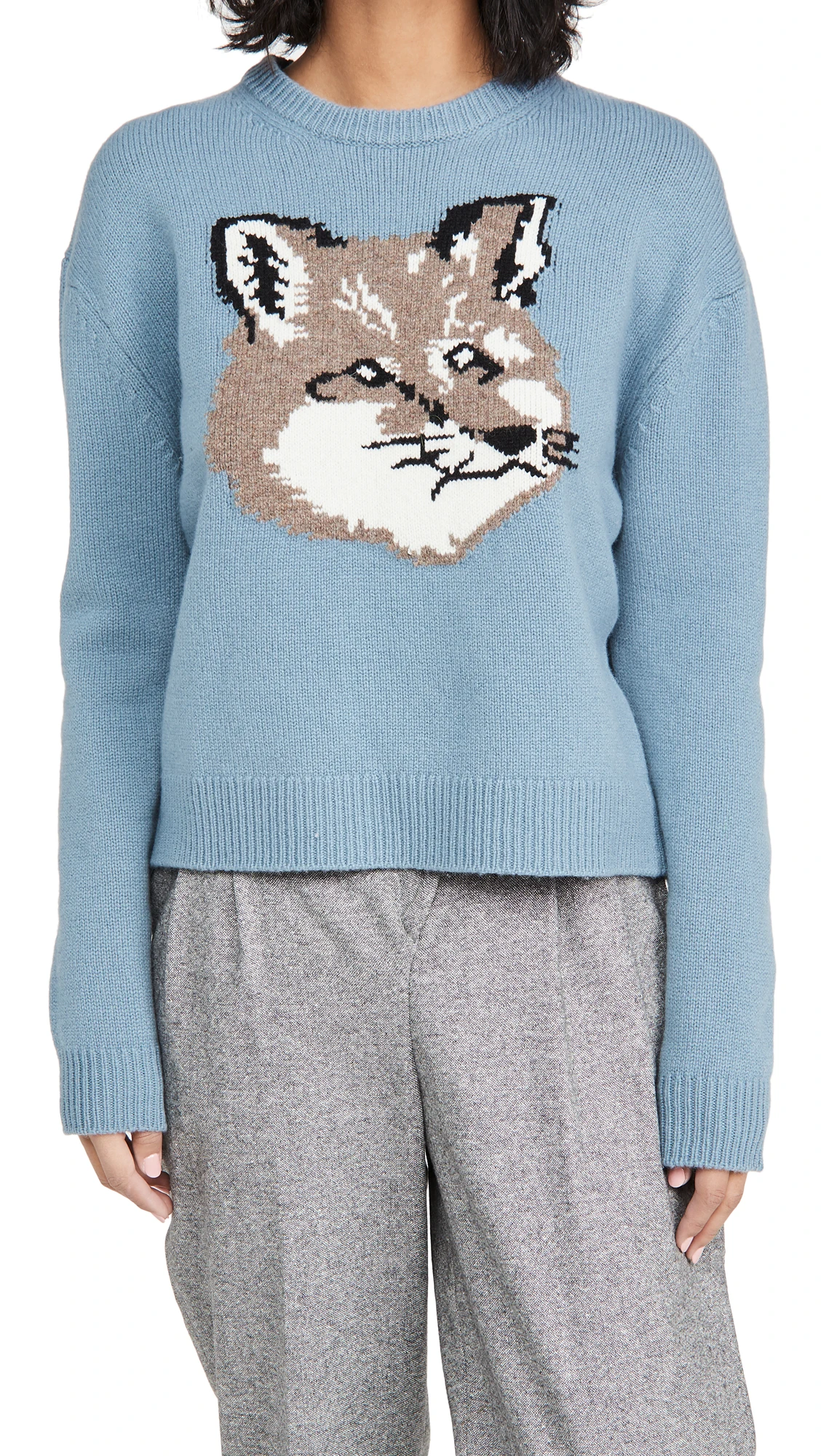 Новинка Осень-зима 2021 пуловер унисекс с большой лисьей головой свитер | Женская