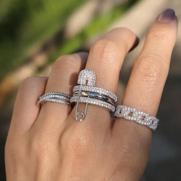 Сверкающее кольцо с фианитом серебряного цвета обручальные Обручальные кольца