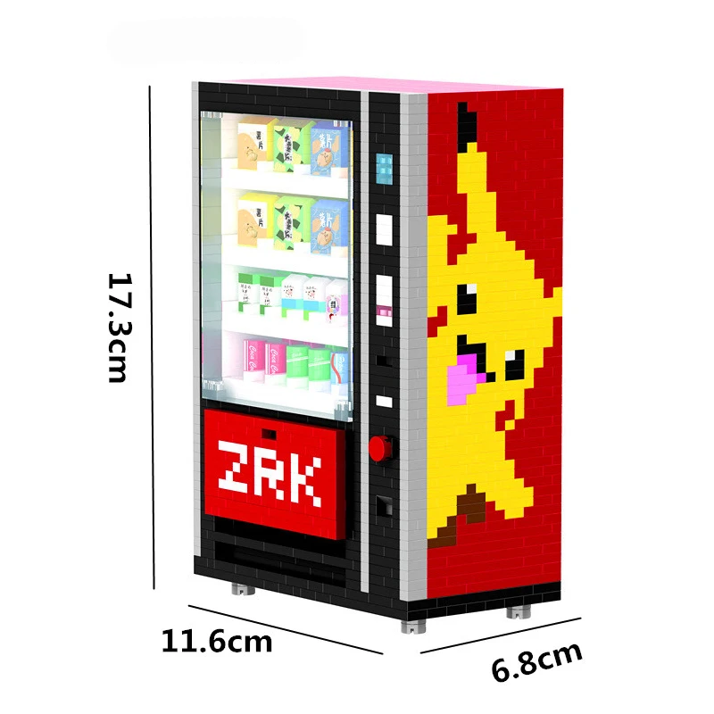 

ZRK 7823 Pika Drinks Cake Vending Machine Pocket 3D Model Mini Diamond Blocks Bricks Building Toy for Children no Box
