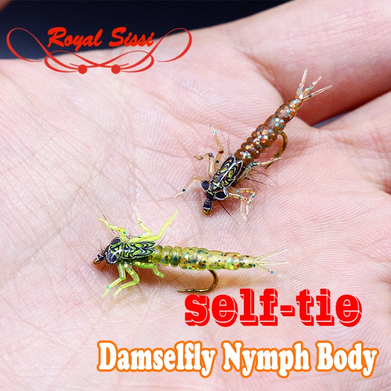 Royal Sissi 2optional colors 10pcs pack artificial damselfly nymph rubber body&legs fly tying materials trout fly fishing lure