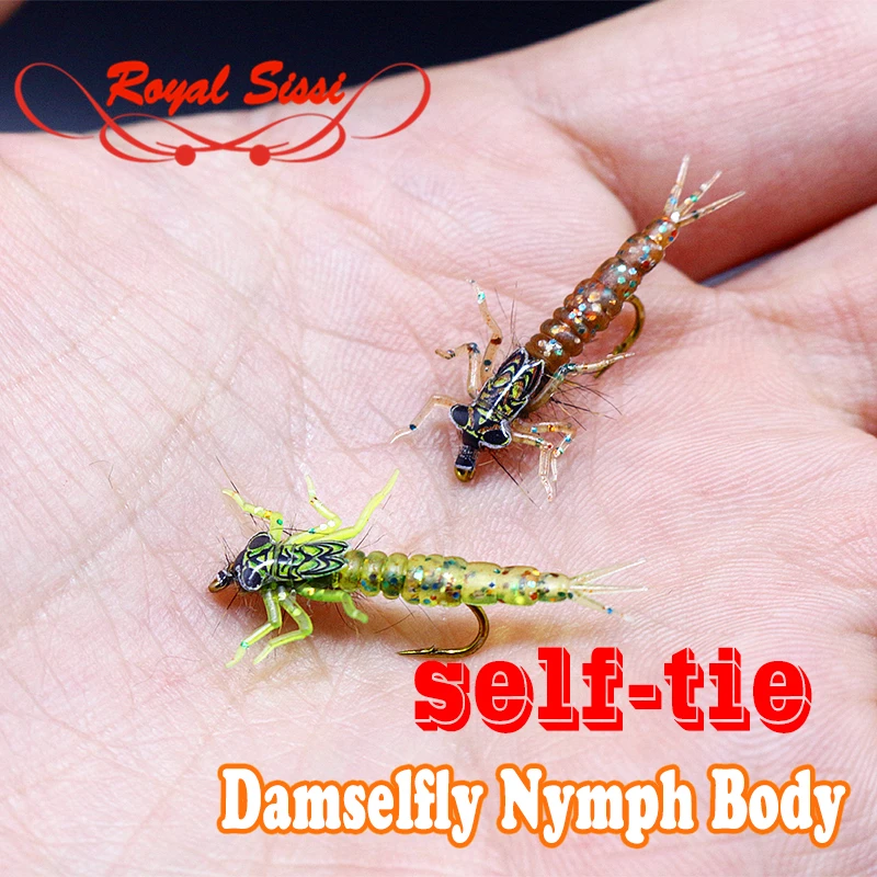 

Royal Sissi 2optional colors 10pcs pack artificial damselfly nymph rubber body&legs fly tying materials trout fly fishing lure