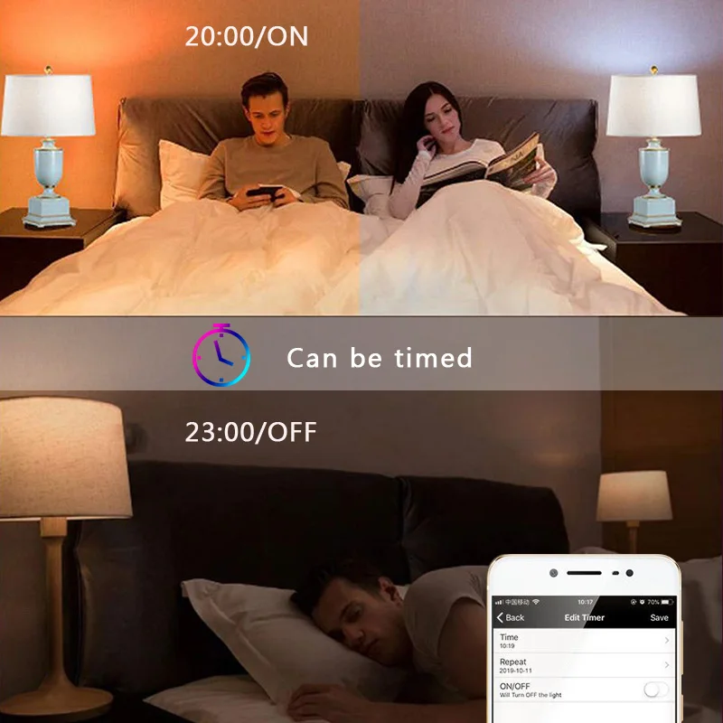 Беспроводная умная Светодиодная лампа Tuya Wi-Fi Рождественская домашняя E27