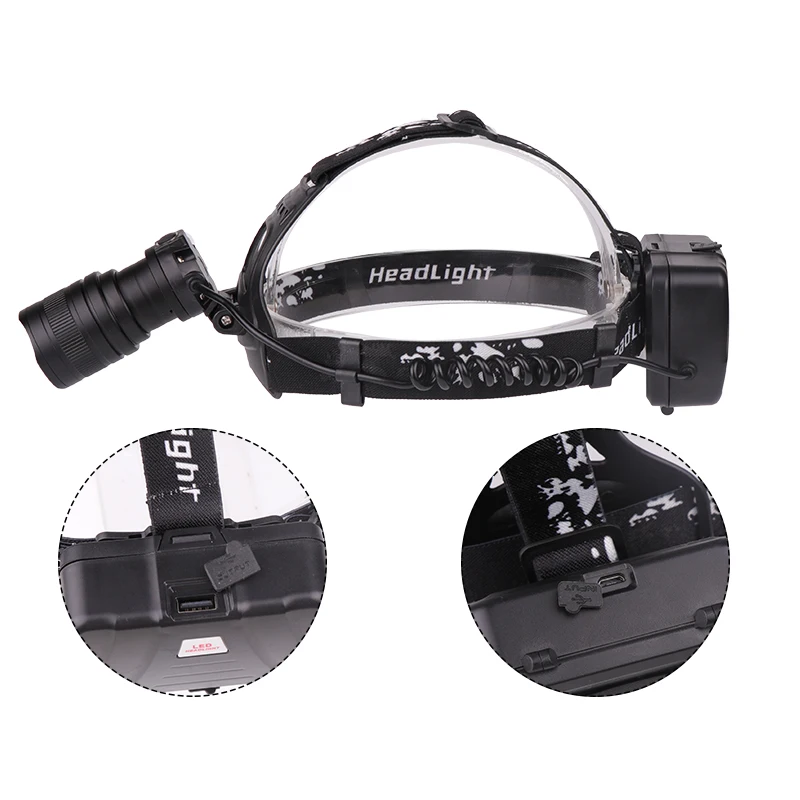 

Led Headlamp XHP100 9-core Zoomable Headlight Waterproof Powerbank USB Rechargeable 18650 Battery Head Flashlight Lamp 6S
