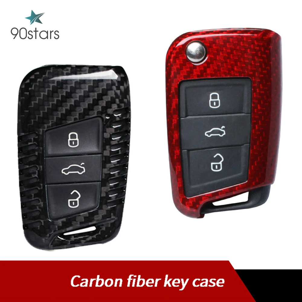 Чехол для автомобильного ключа из углеродного волокна VW Volkswagen Golf 7 Skoda Octavia A7 B8 Superb