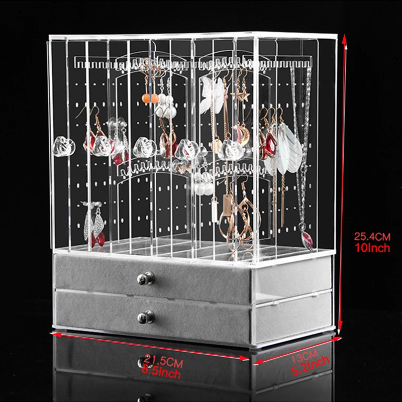 5 двери Неокрашенный из акрила для украшений дисплей коробка серьги ожерелье
