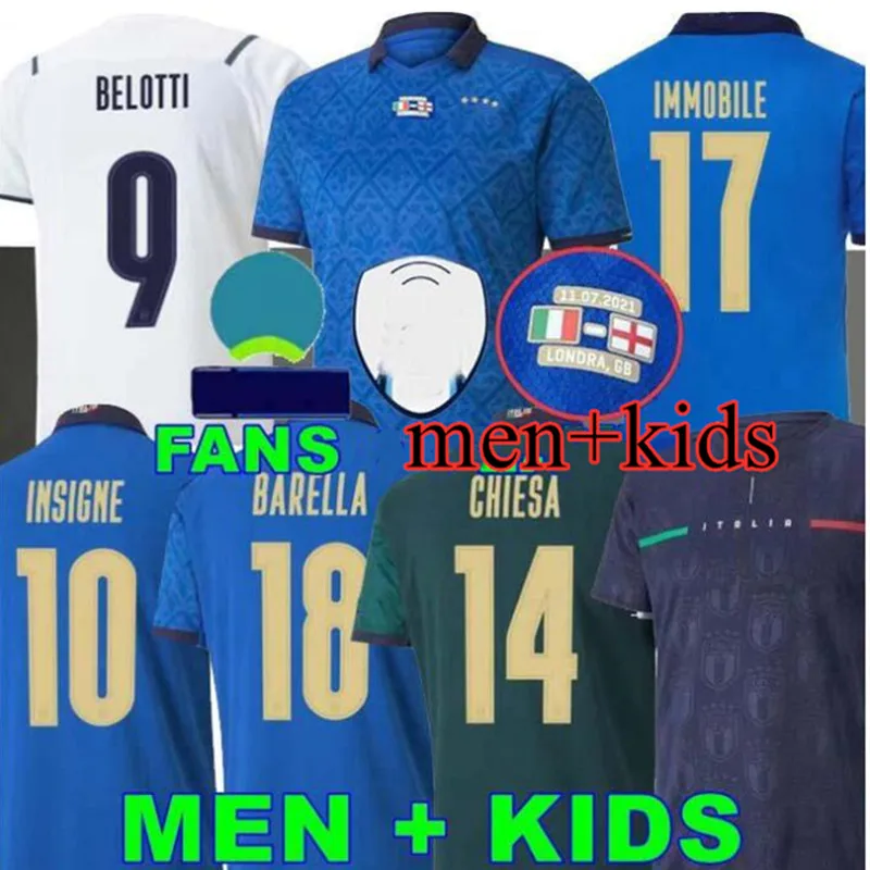 

2021 Italy Soccer Jerseys INSIGNE Renaissance Football Shirt Set CHIELLINI BONUCCI BERNARDESCHI BELOTTI BARELLA men kids kit