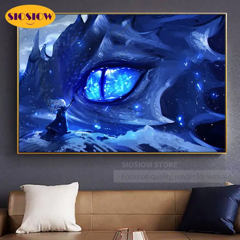 NEW 5D Diy Diamond Painting Fantasy dragon Girl Full Square Drill 3d Mosaic Embroidery Cross Stitch Kits Decor Home Room | Дом и сад