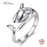 kaletine 925 sterling silver rings for women naughty cut mouse finger cute long tail black cz eye diy jewelry christmas gifts