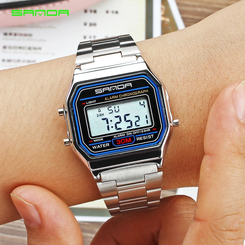 

2019 SANDA Rose Gold Sport Watches Women Luxury Golden LED Electronic Digital Watch Waterproof Ladies Clock Female Reloj Mujer