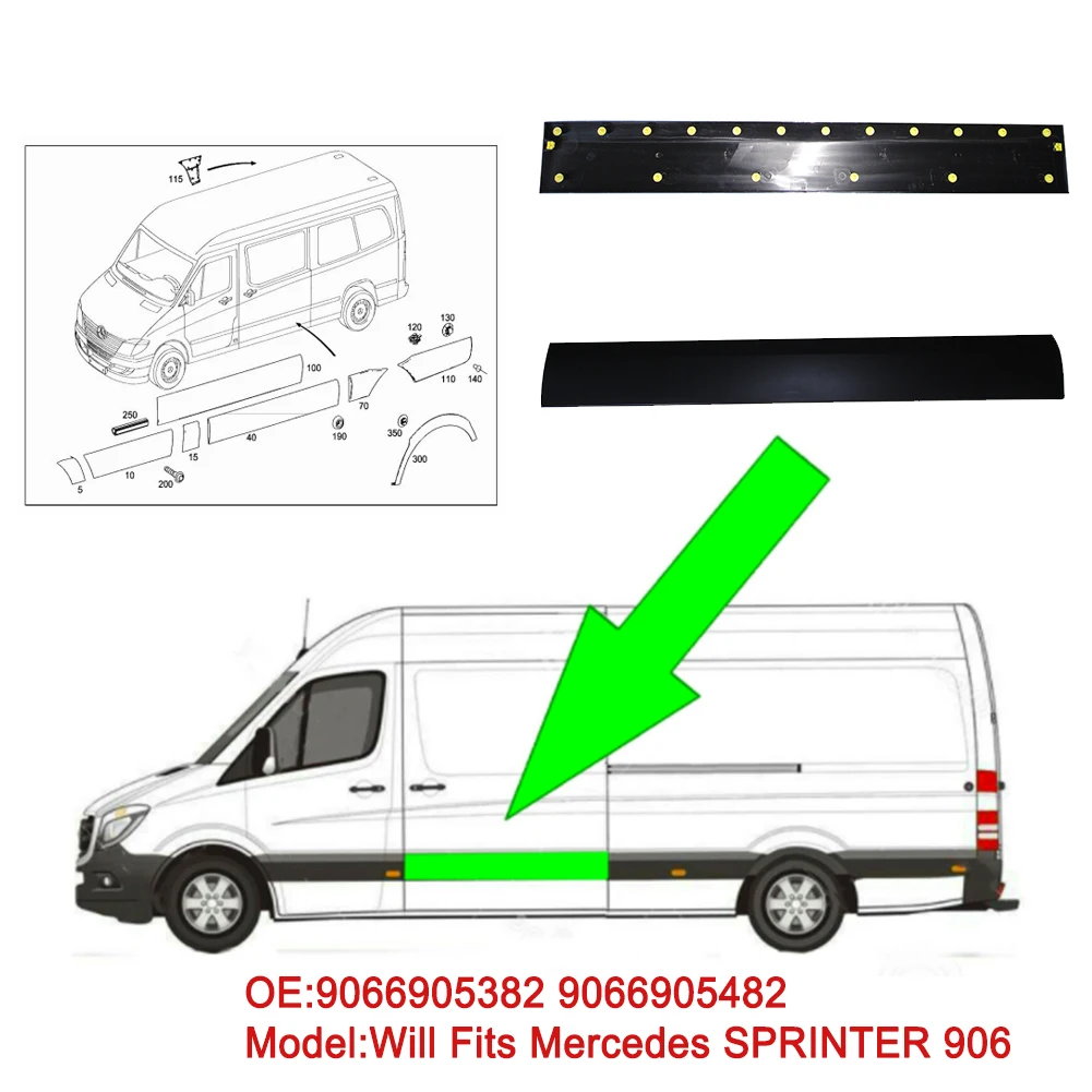 

Пластиковая защитная боковая молдинговая лента для Mercedes Sprinter 2006 -2016 9066905382 9066905482