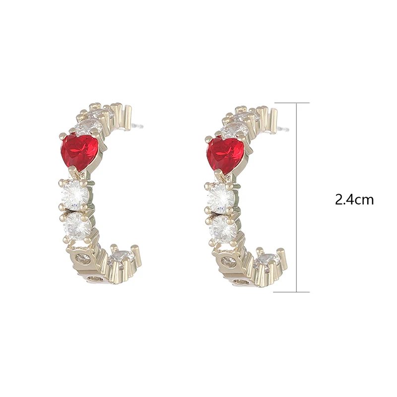 

QX-EH005 Womens Fashion Korean Earrings Jewelry for Women Red Love C Earrings Gift Earrings for Women 2020
