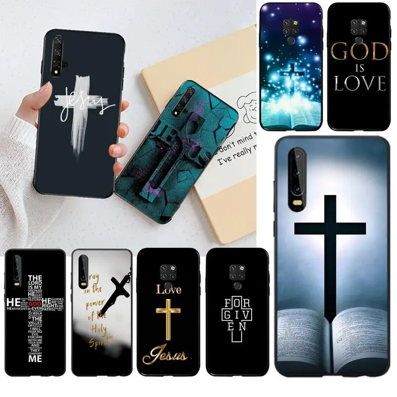 Черный мягкий чехол для телефона Bible Jesus Christ Christian Cross Huawei P40 P30 P20 lite Pro Mate 20 P Smart