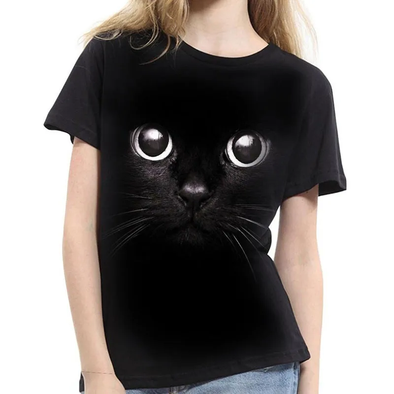 

Cool Blouse For Women Men 3D Cat Print Short Sleeve Summer Tops Tees Lovers Unisex Fashion Blouse Tops