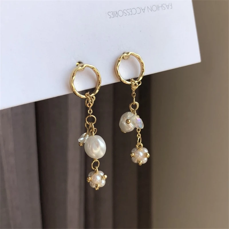 

Creative fashion long chain earrings geometric pearl earrings fashion pearl earrings jewelry accessories