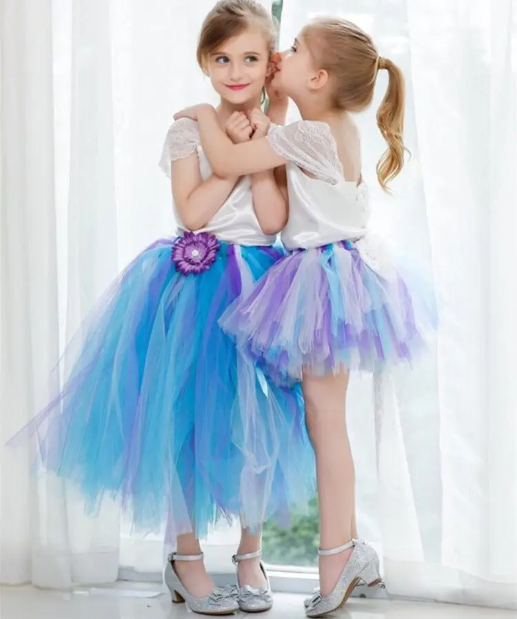 Детский кружевной свадебный комплект из тюлевой юбки-пачки с открытой спиной и