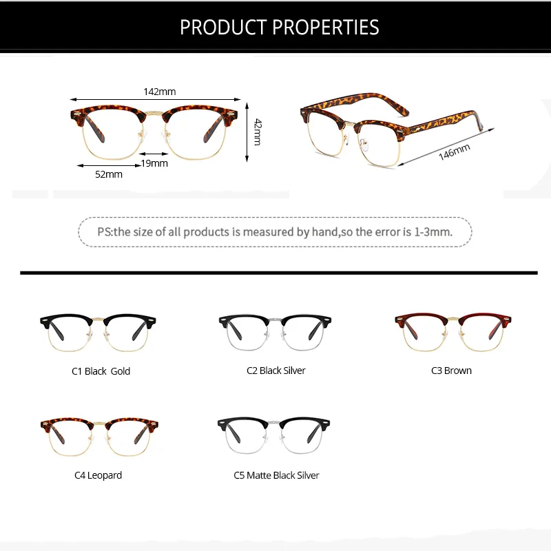 

COASION Square Half frame Blue Light Blocking Glasses for Men Women Computer Gaming Glasses Anti Blue Ray Glasses UV400 PC1299