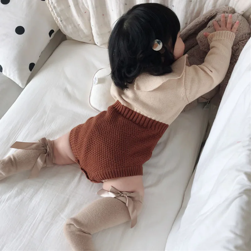 

Spring Autumn Baby Jumpsuit Knitting Sweater Conjoined Garment Baby Bodysuits Long Sleeve Baby Girl Clothes Baby Girls Bodysuit