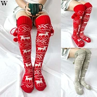 christmas stockings womens red long knitted stockings girls winter warm knit socks thigh high over the knee socks xmas gifts