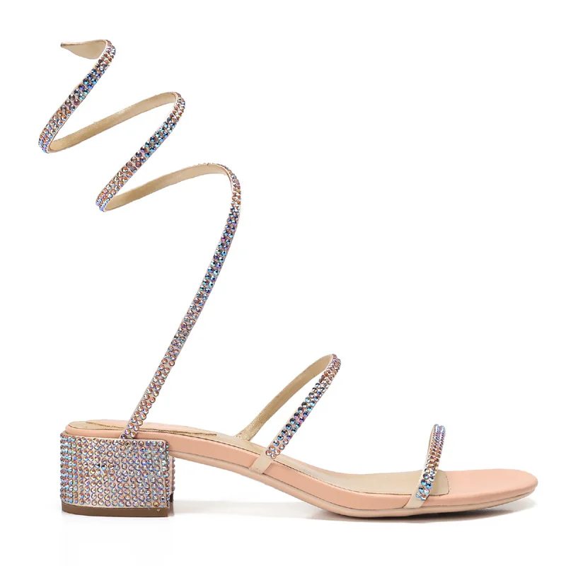 

Shoes High Heel Sandal for Women 2021 Summer Suit Female Beige Comfort High-heeled Low New Clear Black Elastic Band Girls