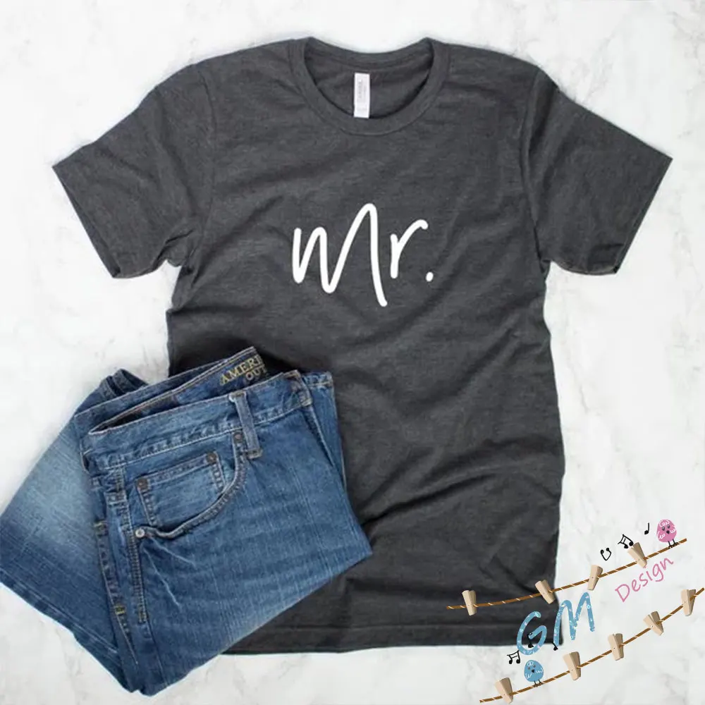 Подходящая пара Wifey Hubby футболка для медового месяца свадьбы MRS и MR жены мужа