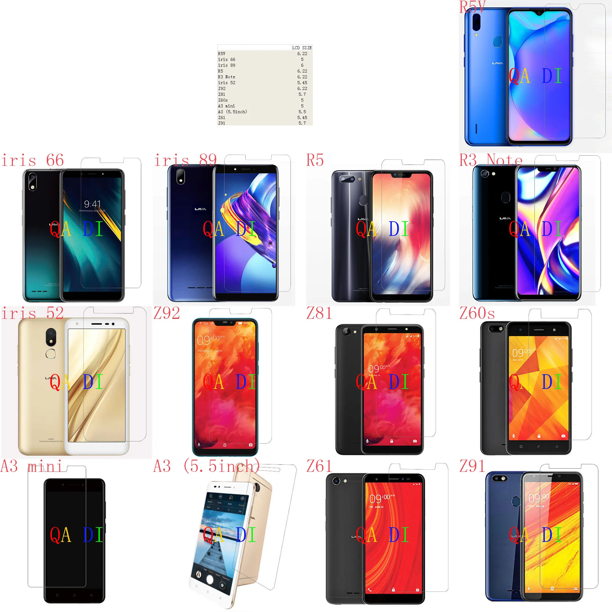 Защитная пленка для Lava R5V iris 66 89 R3 Note 52 Z92 Z81 Z60s A3 mini 5 дюймов Z61 Z91|Защитные стёкла и