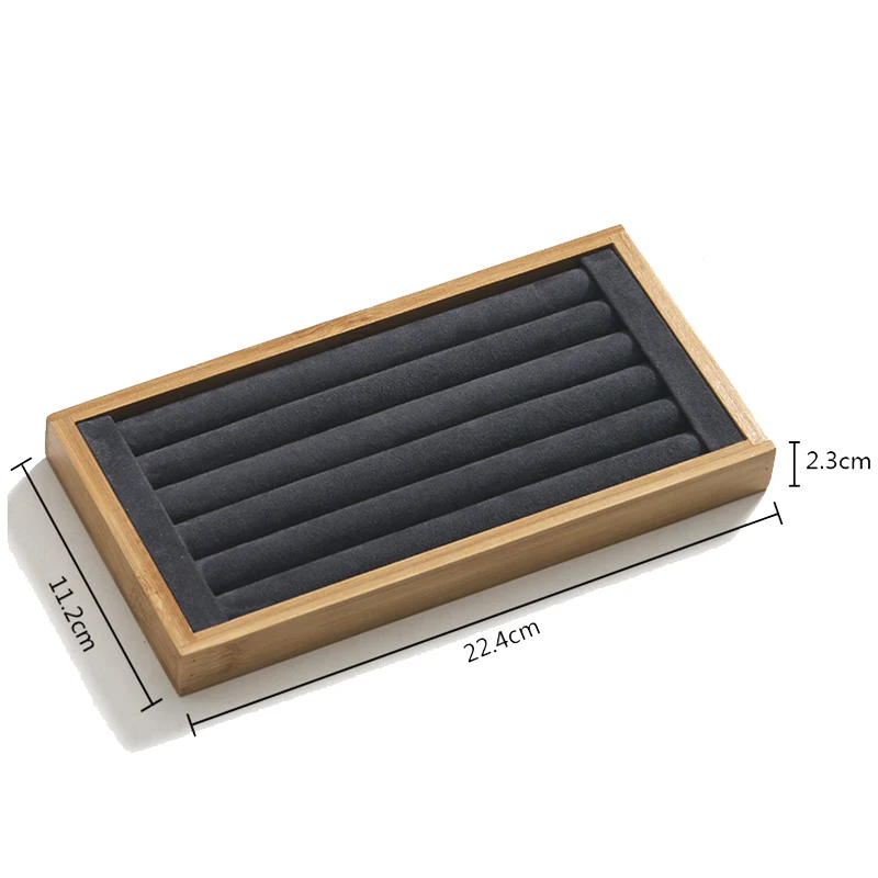 

4Pcs Bamboo Wood Pallet Ring Necklace Pendant Bracelet Earring Jewelry Storage Box Display Props Gray