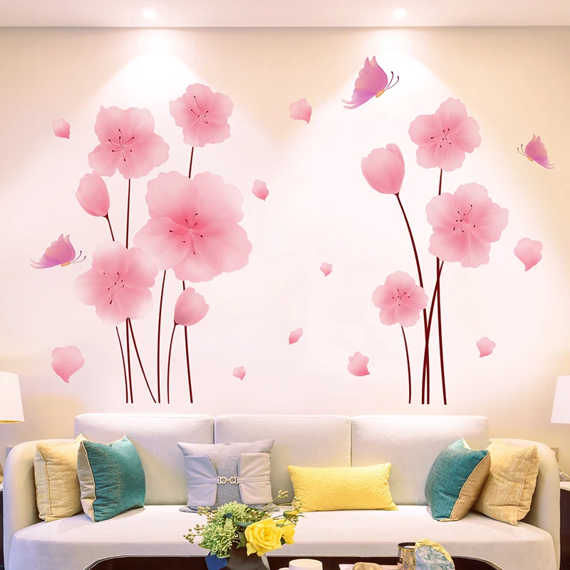 [SHIJUEHEZI] наклейки на стену с розовыми цветами и растениями настенные сделай сам