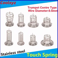 stainless steel horn type button key center contact touch induction compression spring wd 0 5mm for switch 10pcs