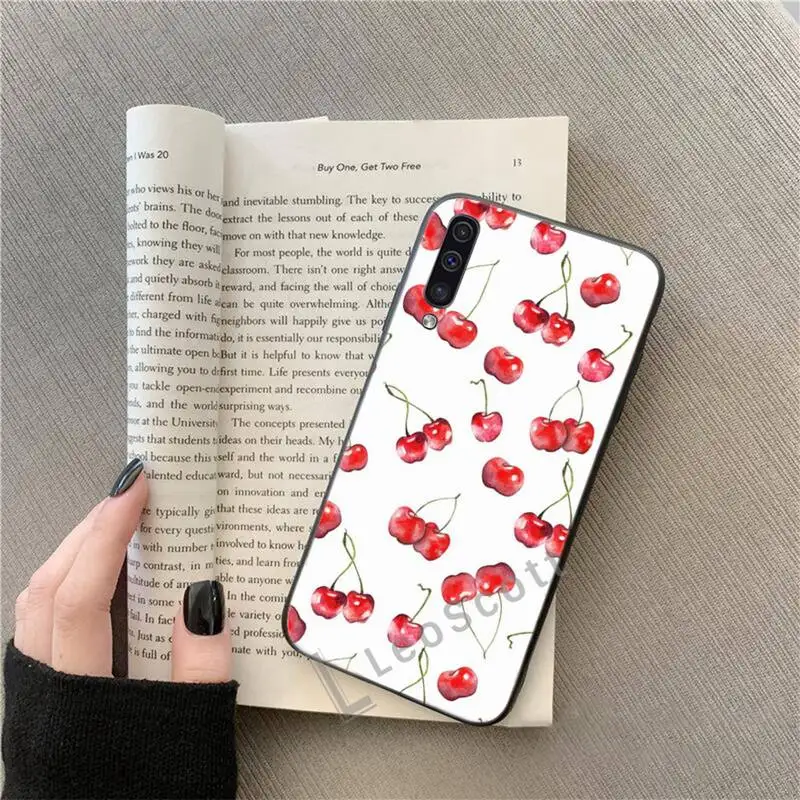 

Pink Cherries Cherry Strawberry Phone Case For Samsung A40 A50 A51 A71 A20E A20S S8 S9 S10 S20 Plus note 20 ultra 4G 5G