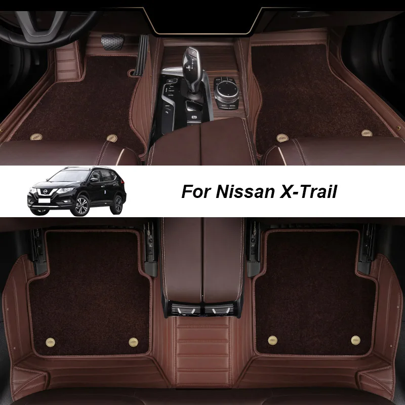 

Кожаные автомобильные коврики на заказ для Nissan X-Trail 2008 2012 2014 2017 2021 2018, коврики, коврики, подкладки для ног, аксессуары