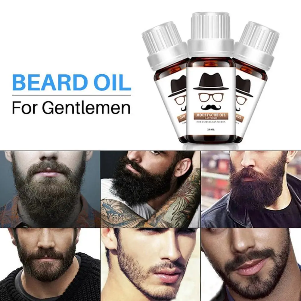 

20/30ml Men Beard Growth Oil Kit Soften Hair Growth Leave-In Nourishing Conditioner Enhancer Balm Beard Oil Mustache Wax S3T9