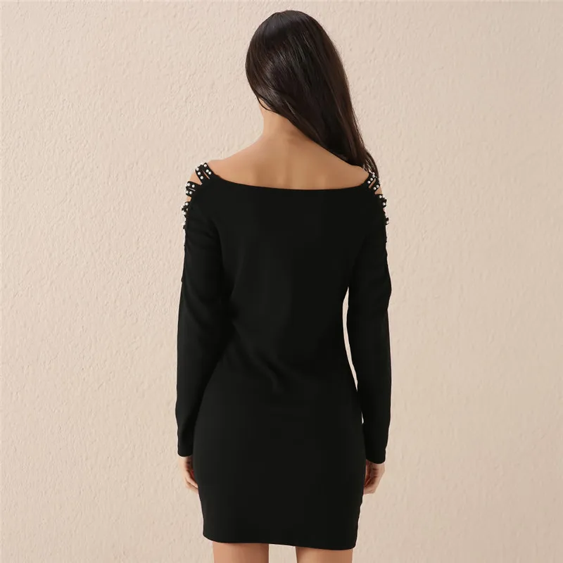 

NEW Sexy Beads Cross Criss Dress Vestido Casual Women O Neck Bandage Bodycon Clubwear Sexy Dresses 2021 Slim Fit Mini Dress