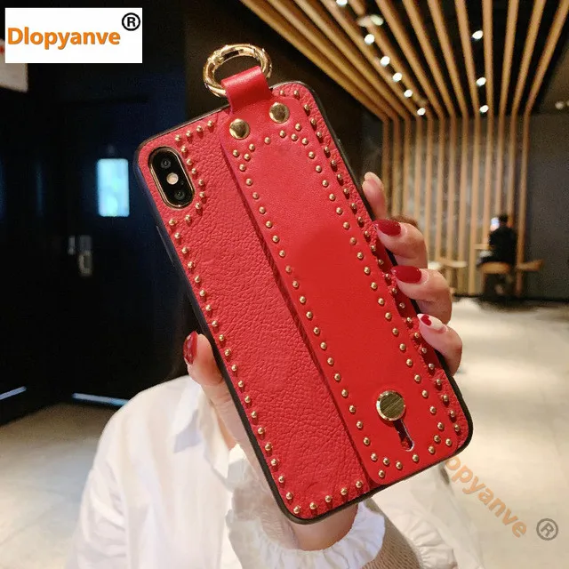 Red Модный портативный кожаный чехол для телефона для IPhone 11, 11Pro, X, XR, Max, 6, 6 S, 7, 8 Plus, чехол на запястье, защитный чехол для девочек, подарок - Цвет: Red