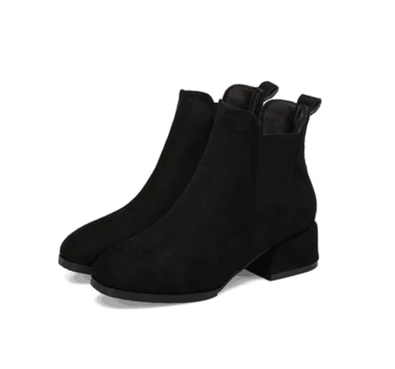 Autumn Winter Boots women Camel Black Ankle For Women Thick Heel Slip On Ladies Shoes | Обувь