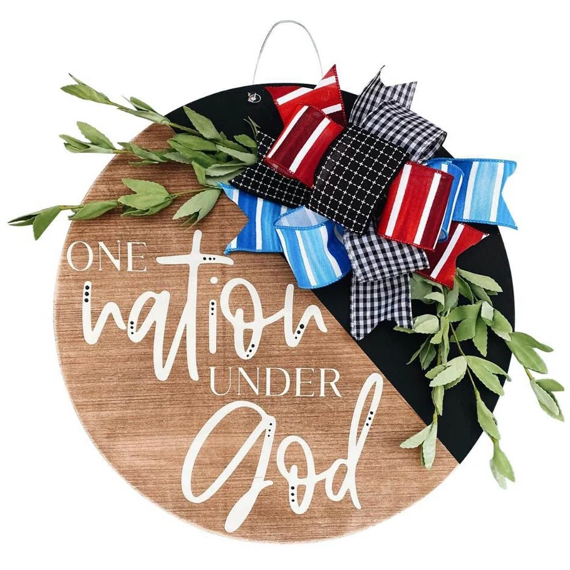 

Classic Door Decoration American Independence Day Decorations Door Hanging Round Wooden Decoration Door Props For Home Garden