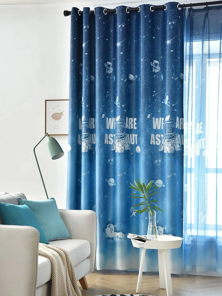 Мультяшные занавески для мальчиков Детские спальни космонавта Вселенной