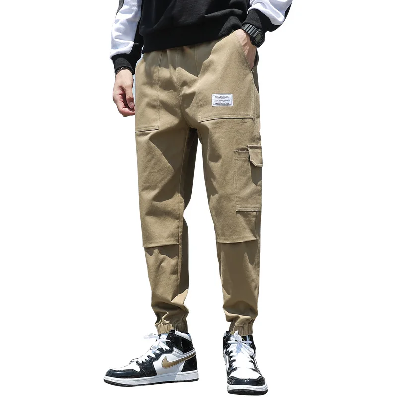 

Men's cotton slacks age season new outfits beam foot trousers easy movement and feet nine minutes of pants