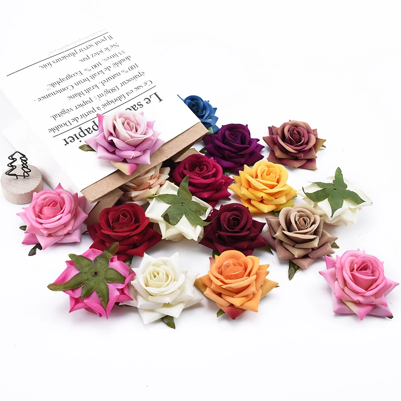 

50/100 Pieces Artificial Flowers for Home Decoration Wedding Brooch Bridal Accessories Clearance Silk Roses Scrapbooking Flowers