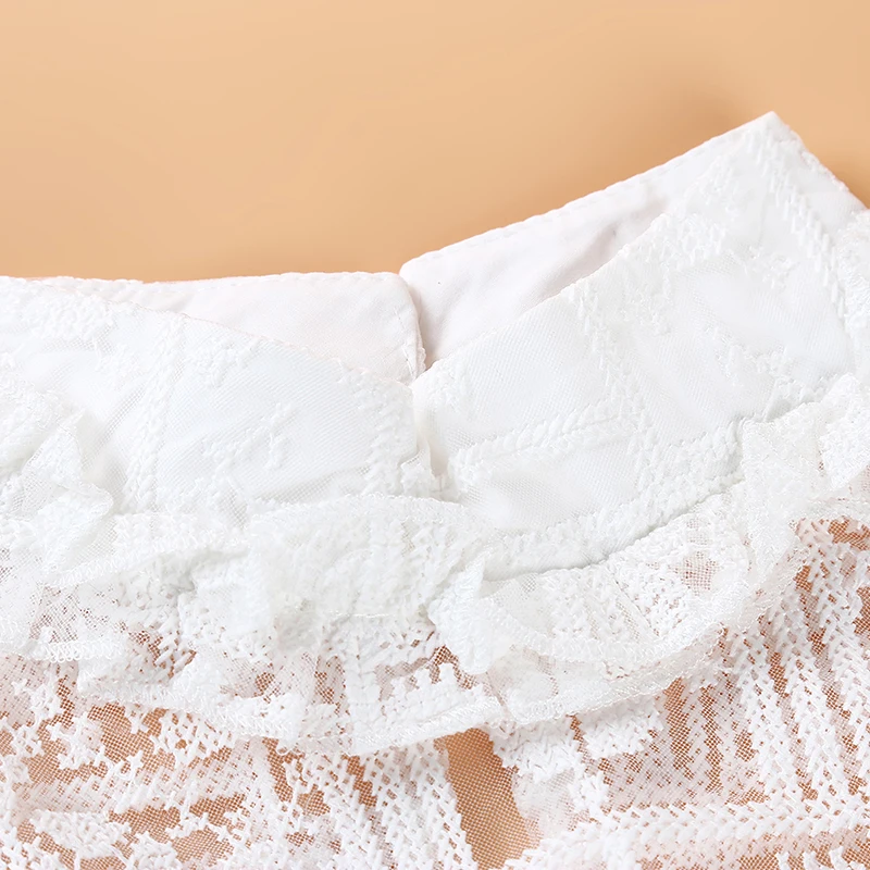 Рубашка с имитацией воротника белая кружевная маленькая блузка отстегивающимся