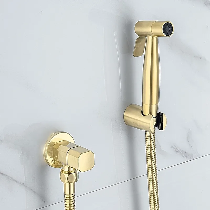 

Bidet Faucets Wall Brass Gold Cold Water Toilet Corner Valve Handheld Hygienic Shower Head Wash Car Pet Sprayer Airbrush Taps