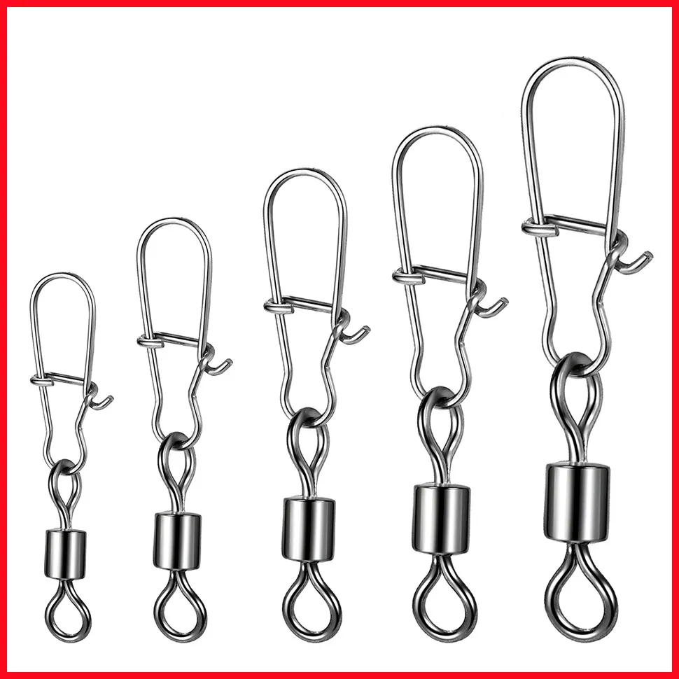 

Stainless Steel Fishing Connector Pin Bearing Rolling Swivel Snap Pins Pike Fishing Tackle Accessories Fishhook Lure Swivels Set