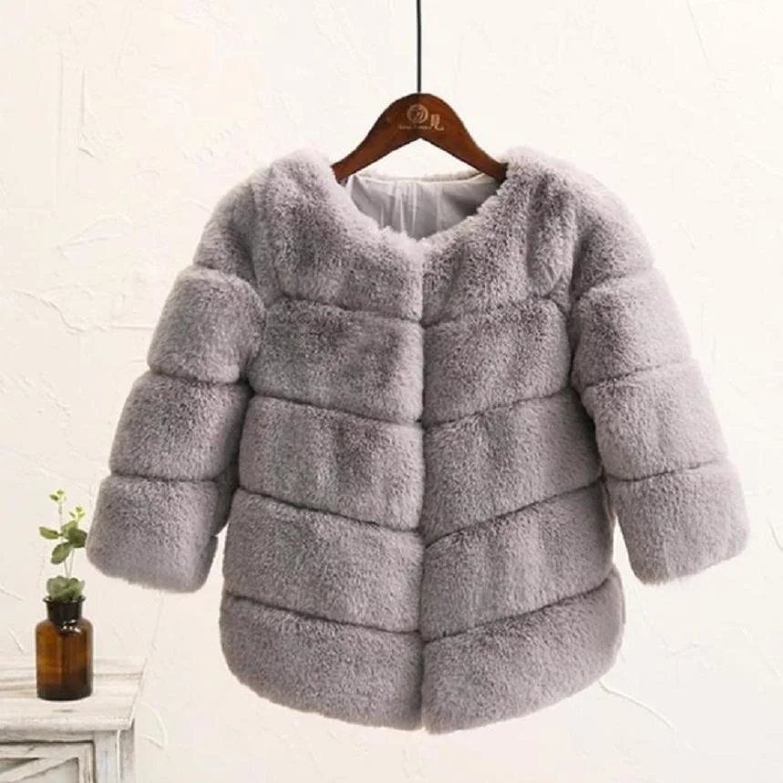 

Children Faux Fur Coat Baby Boy Girl Imitation Fur Spliced Outerwear Winter Thicker Warm Jacket Modis Kids Clothes Overcoat Y15