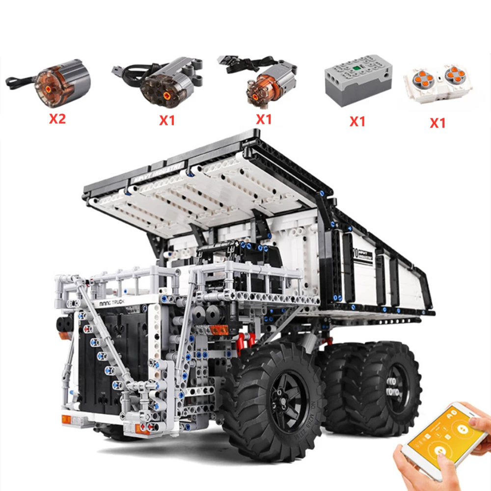 

2044 PCS Technical RC Dump Truck Electric Building Blocks App Program Remote Control Vehicle Bricks Car Kids Toys Boys Gifts