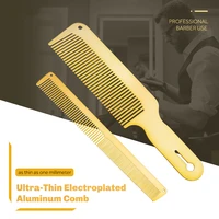 cestomen barbershop haircut comb durable heat resistant anti static titanium steel meatl comb haircut tools for hairdresser