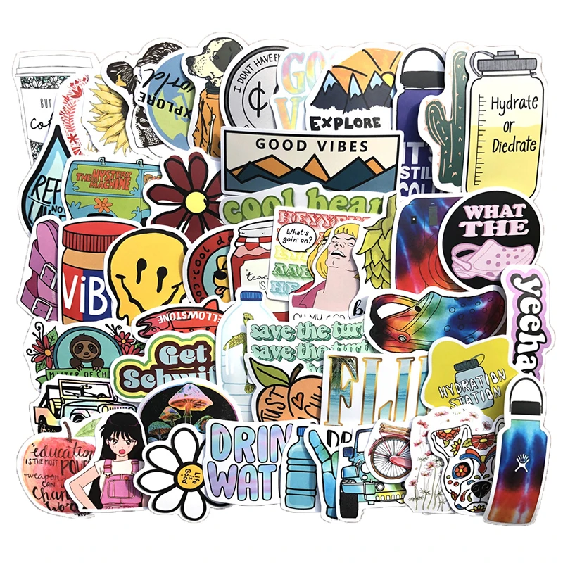

50pcs Cartoon Stickers Pack Cute Kids Children Stickers Waterproof Animal Skateboard Decal Laptop Notebook Graffiti Sticker
